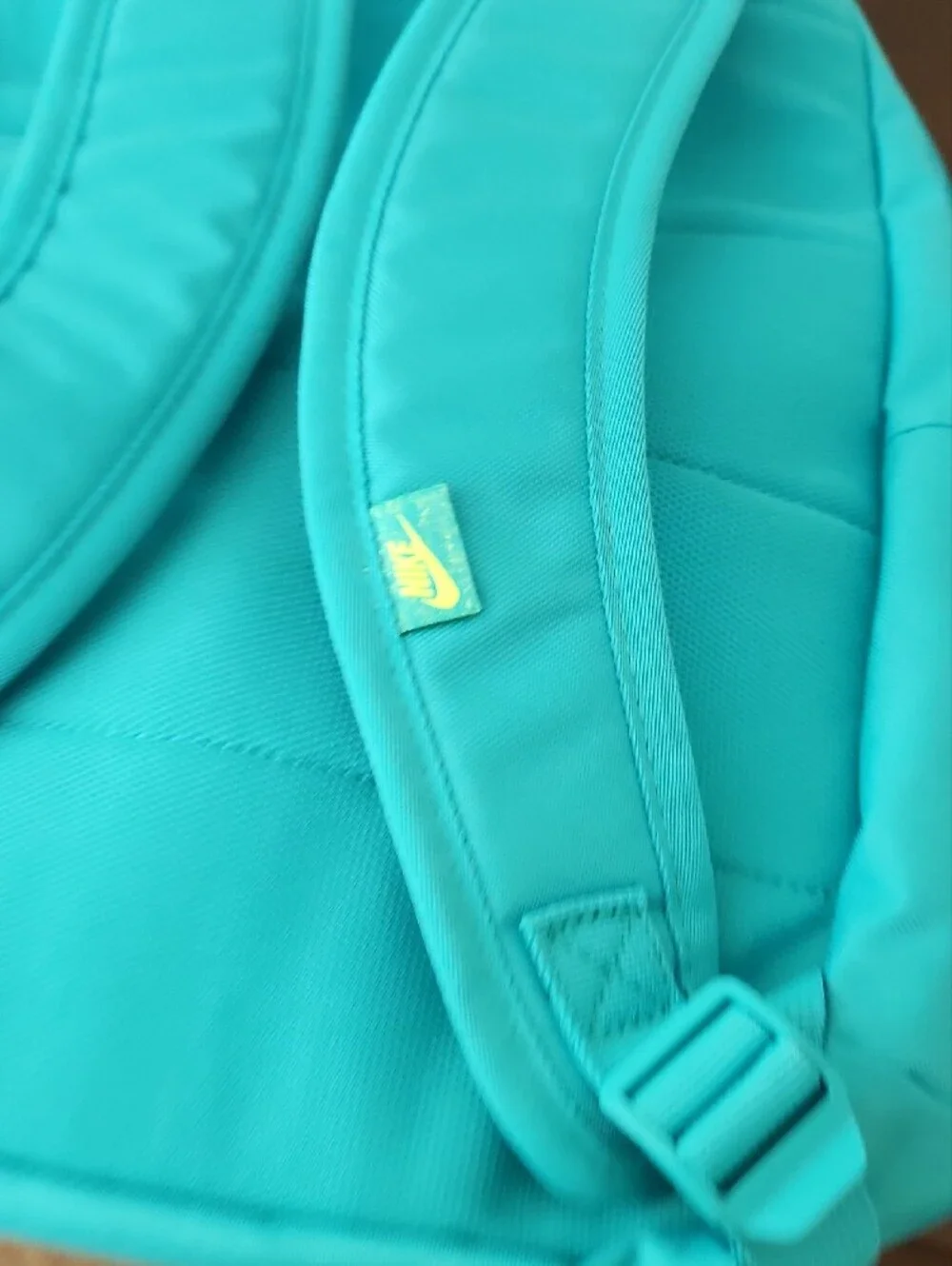 Nike Teal Backpack with Neon Yellow Logo